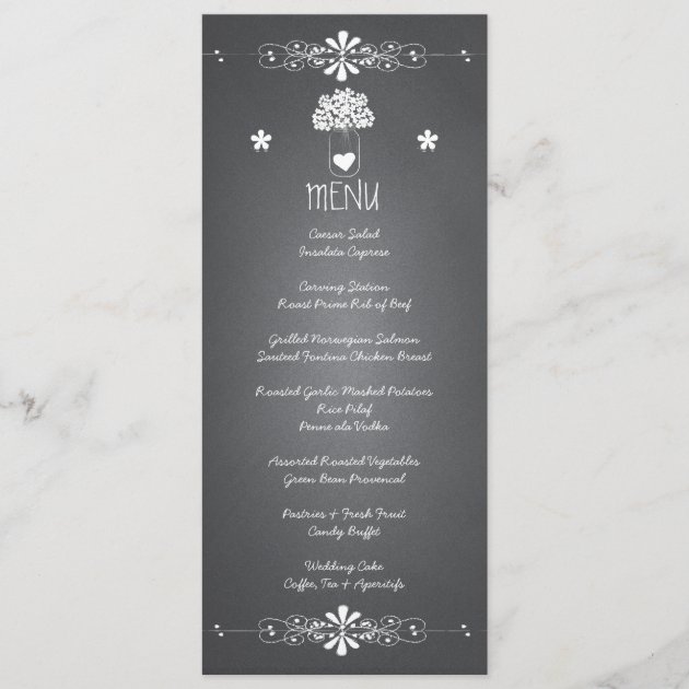 Chalkboard Mason Jar Wedding Reception Menu Card