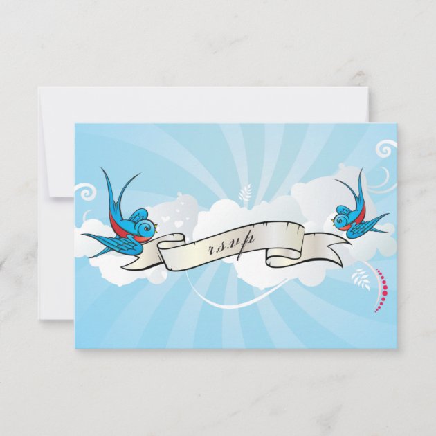 Tattoo Swallows and Scroll Reception card