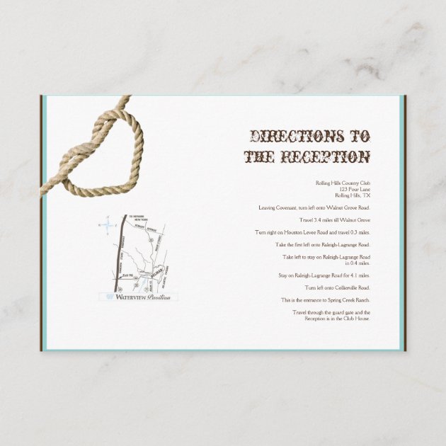 Heart Love Knot Western Wedding Directions Enclosure Card