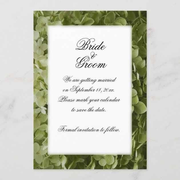 Green Hydrangea Flower Wedding Save the Date