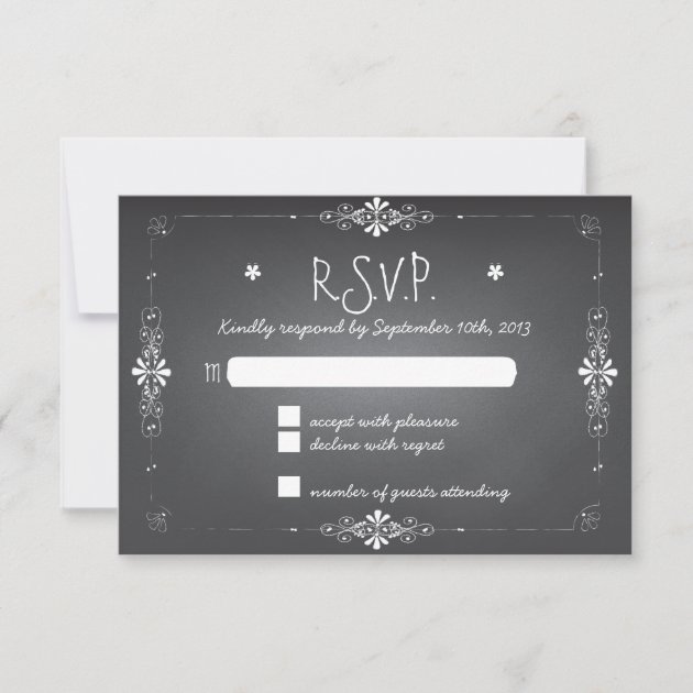 Chalkboard Wedding RSVP Response Card (front side)