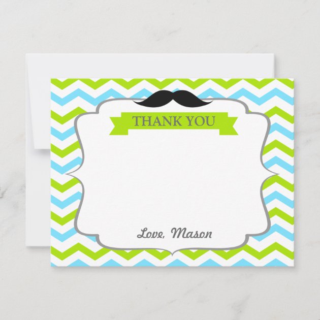 Mustache Little Man Thank You Card (front side)