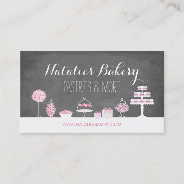 Sweet Treats Chalkboard Bakery Business Card (front side)