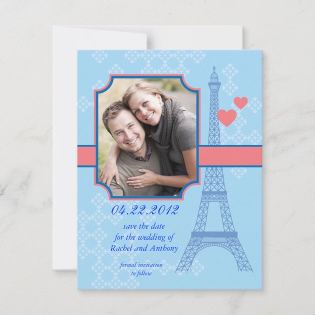 Eiffel Tower Save The Date Photo Card Invitation