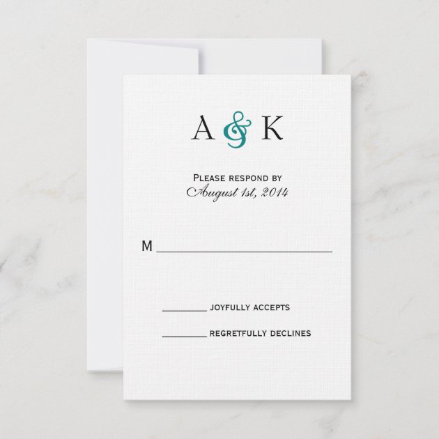 Ampersand Elegance Teal Wedding RSVP Card