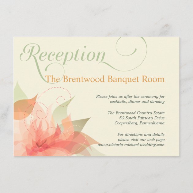Orange Ice Floral Garden Wedding Reception Card