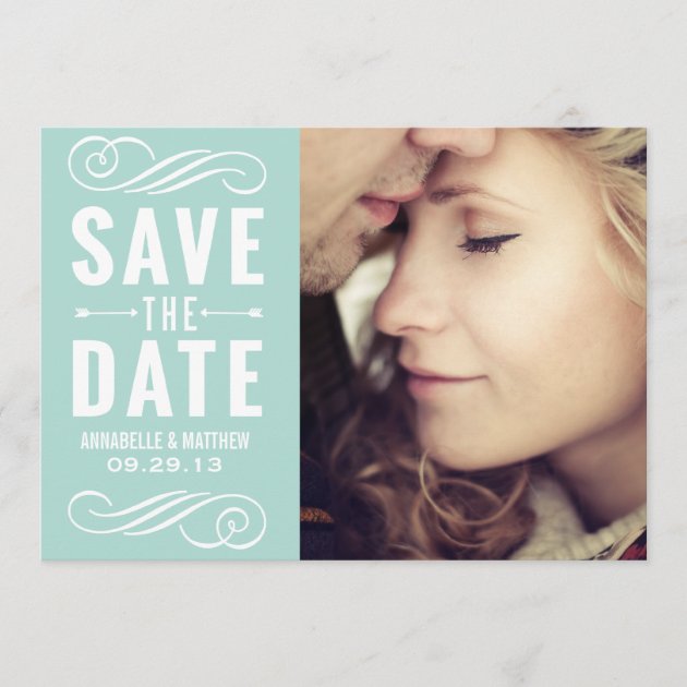 Vintage Typography Save the Date Announcement (front side)