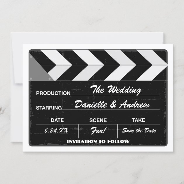 Wedding Save the Date Card | Movie Clap Board