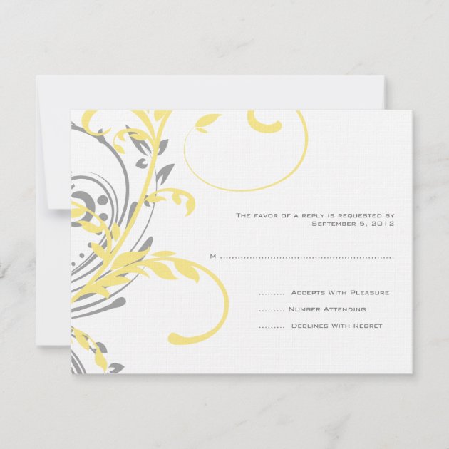 Yellow and Gray Double Floral Wedding RSVP