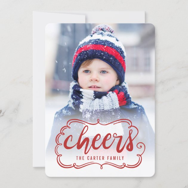 Scrolling Cheers Holiday Photo Cards (front side)