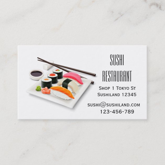 Modern Sushi restaurant or catering business Business Card (front side)