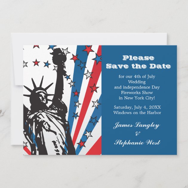 Miss Liberty Patriotic Invitation (front side)