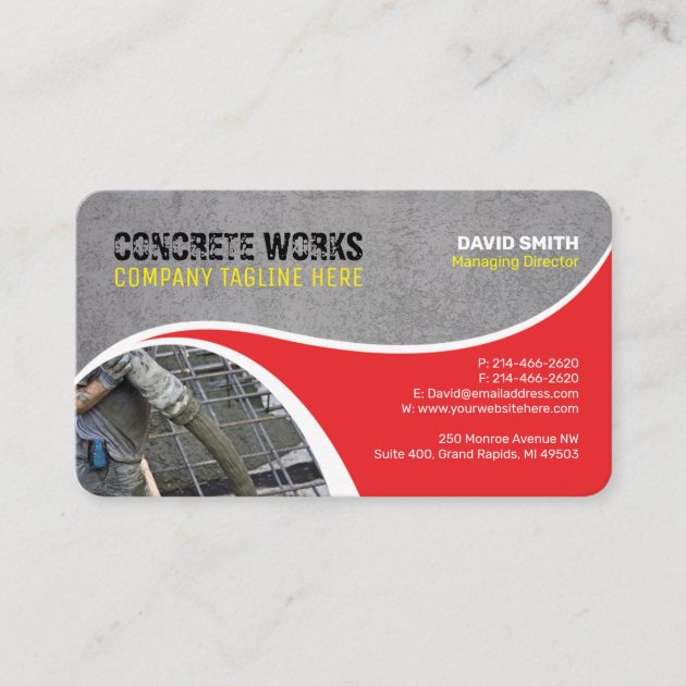 Concrete works, Construction company Business card (front side)