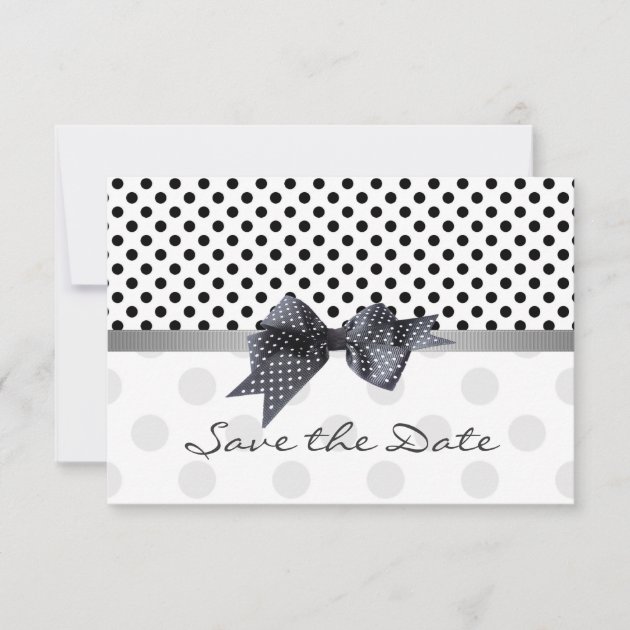 Black and white polka dot Save the Date Wedding In