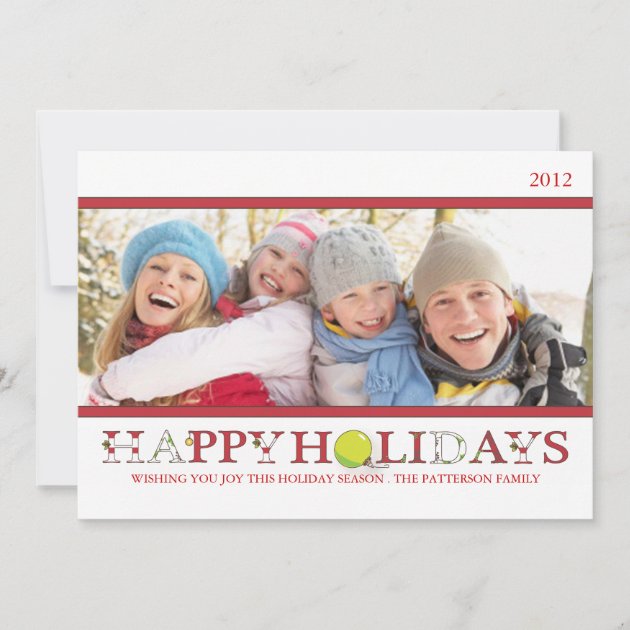 Happy Holidays in Red and White Photo Card