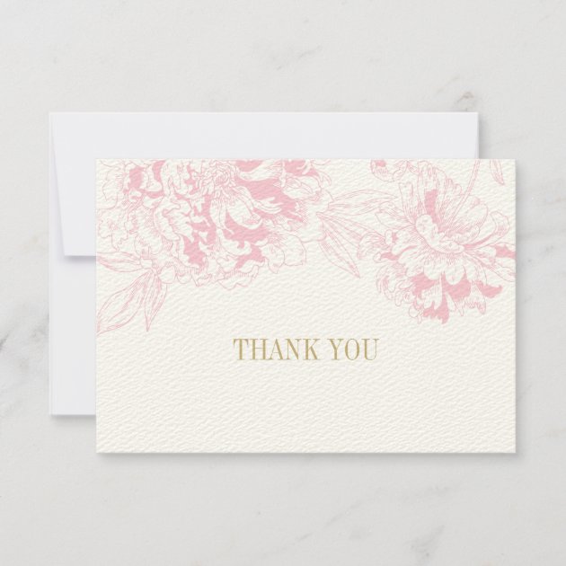 Flat Thank You Cards | Pink Floral Peony Design