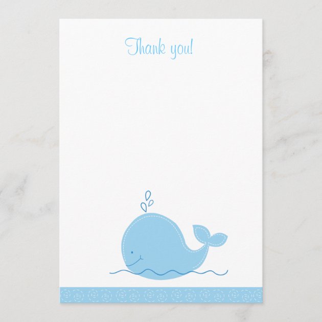 Little Blue Whale Flat Thank You note