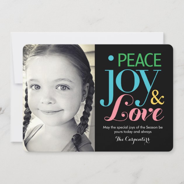 Peace, Joy, & Love Holiday Photo Cards (front side)