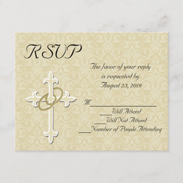Golden Rings Christian Wedding RSVP Card