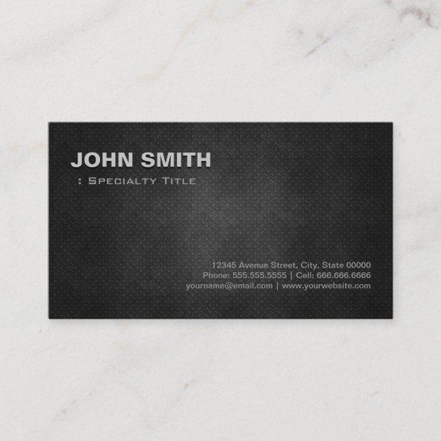 Cool Black Metal Steel Personal Individual Business Card (front side)
