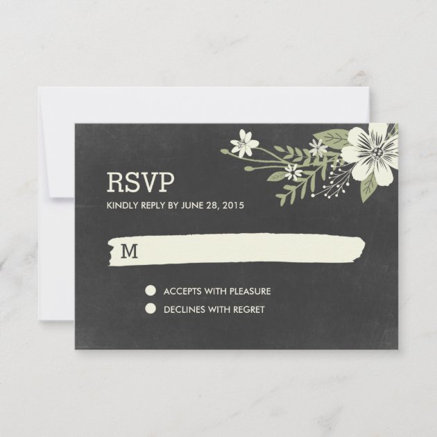 Chalkboard Blooms RSVP /Wedding Response Cards (front side)