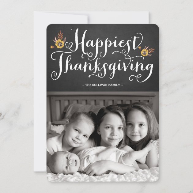 Rustic Chalkboard Happiest Thanksgiving Card (front side)
