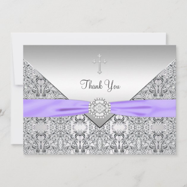 Purple Cross Elegant Christian Thank You Card