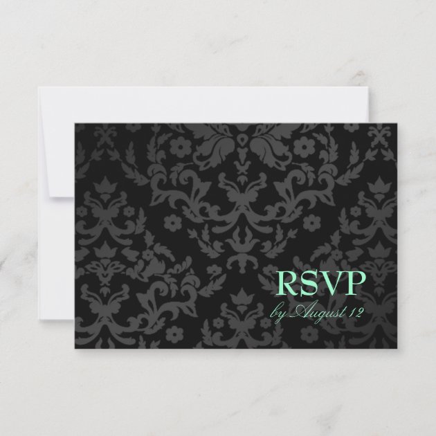 311 Dazzling Damask Turquoise RSVP Small Card