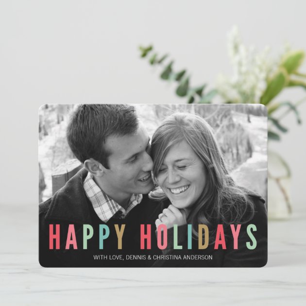Happy Holidays | Modern & Bright Christmas Photo Holiday Card