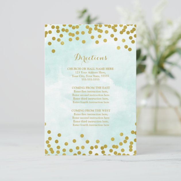Blue Watercolor Gold Wedding Direction Insert