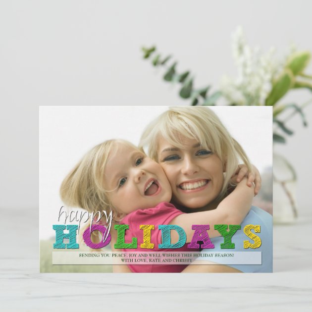 Happy Holidays Colorful Christmas Photo Card