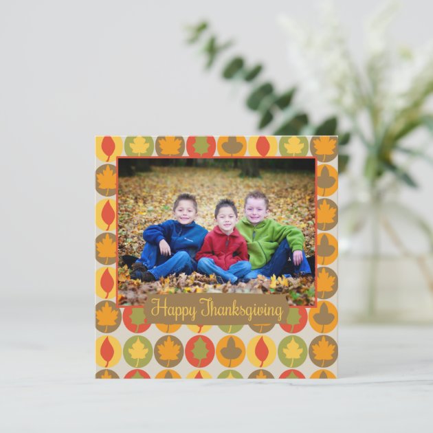 Falling Leaves Happy Thanksgiving Photo Card