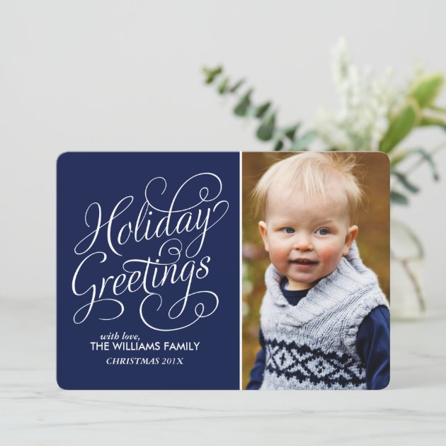 Blue Script Typography Holiday Greetings
