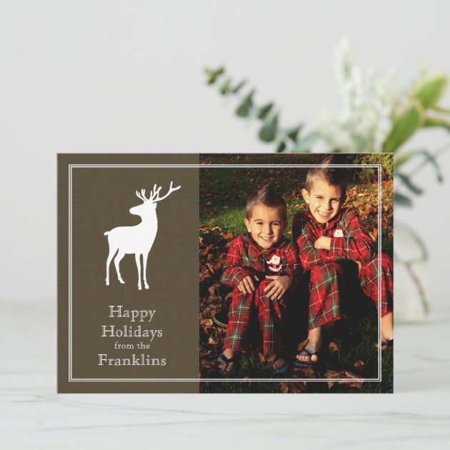 Rustic Reindeer Photo Holiday Christmas Card