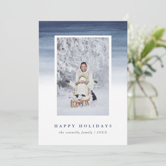 Blue Watercolor Ombre | Holiday Photo
