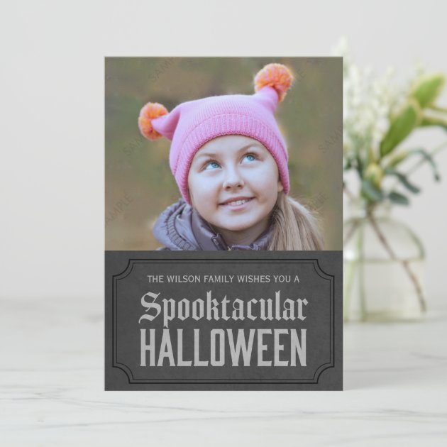 Dark Grey Spooktacular Halloween Photo Card