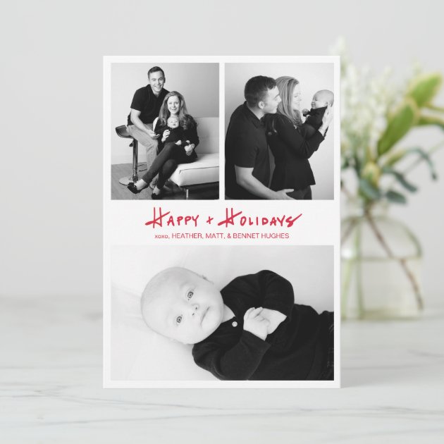 Hand Lettered Happy + Holidays Multi Photo Card