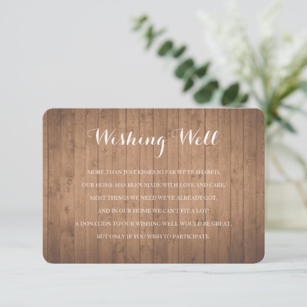 Wood Rustic Wishing Well Wedding Insert Card