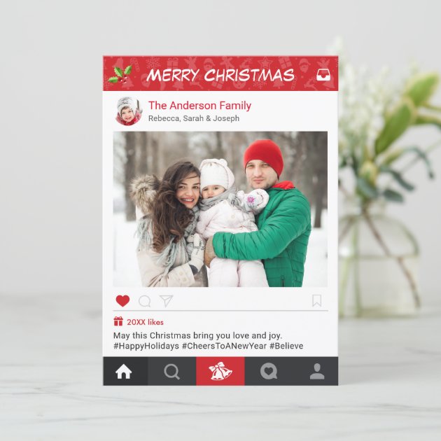 Send Christmas Wishes With Instagram Frame Photo Holiday Card