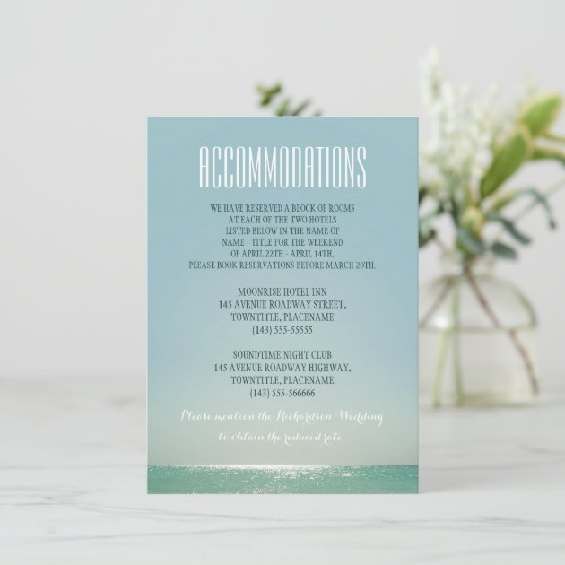 Accommodations For Beach Weddings Enclosure Card