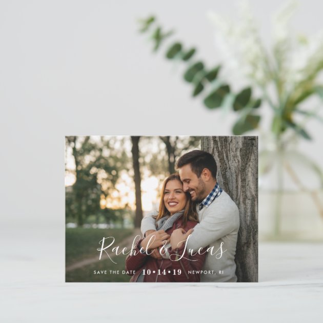 Elegantly Penned | Photo Save the Date Announcement Postcard