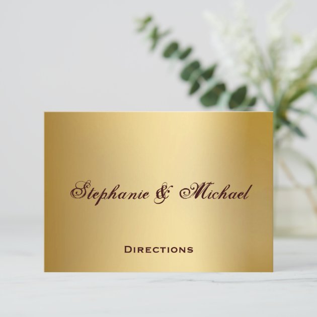 Gold Blue Ocean Wedding Directions Card