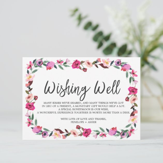 Romantic Fairytale Wreath Wedding Wishing Well Enclosure Card