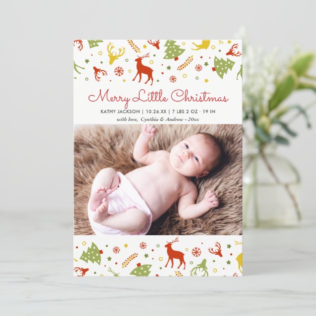 New Born Baby First Christmas Lovely Cute Photo Holiday Card