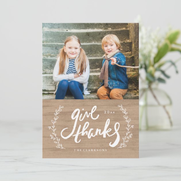 Rustic Typography Thanksgiving Photo Card