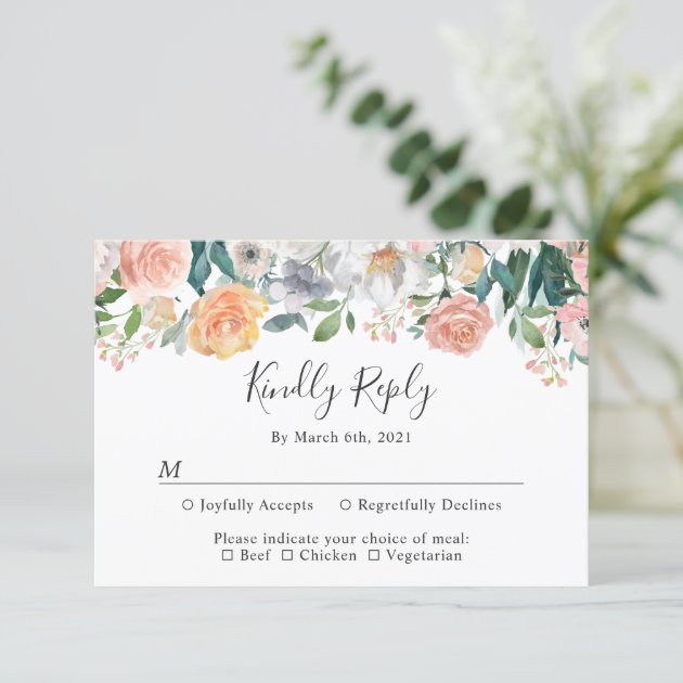 Elegant Secret Garden Botanical Floral Wedding RSVP Card