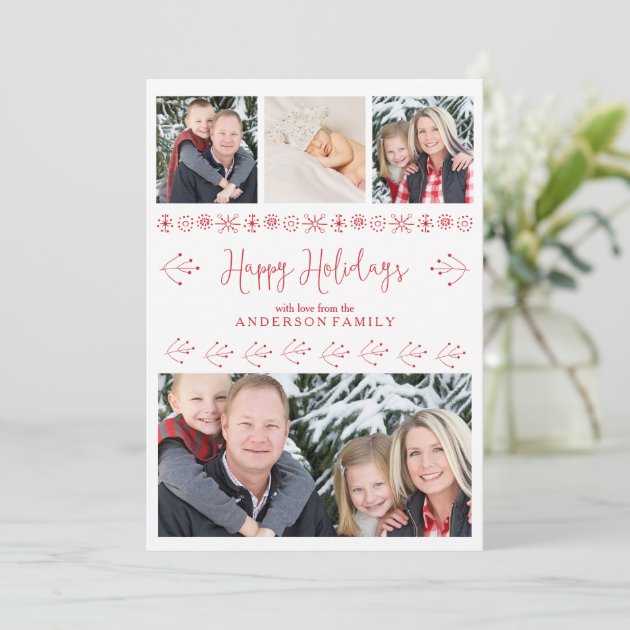 Cheerful Happy Holidays Family Photos Christmas Holiday Card