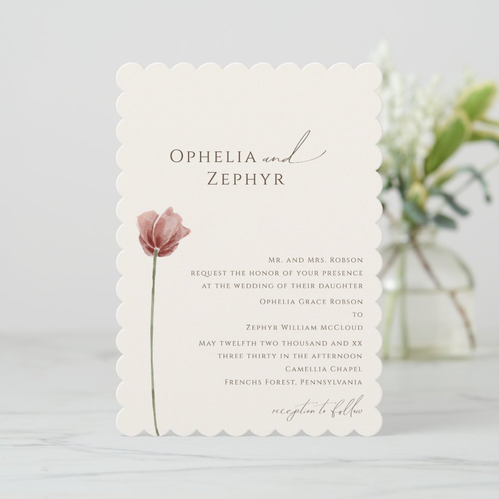 Discover Simple Wildflower | Beige Traditional Wedding Invitation