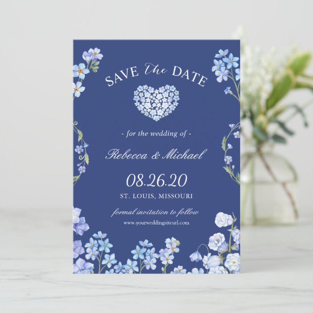Love Heart Forget Me Nots Floral Save The Date