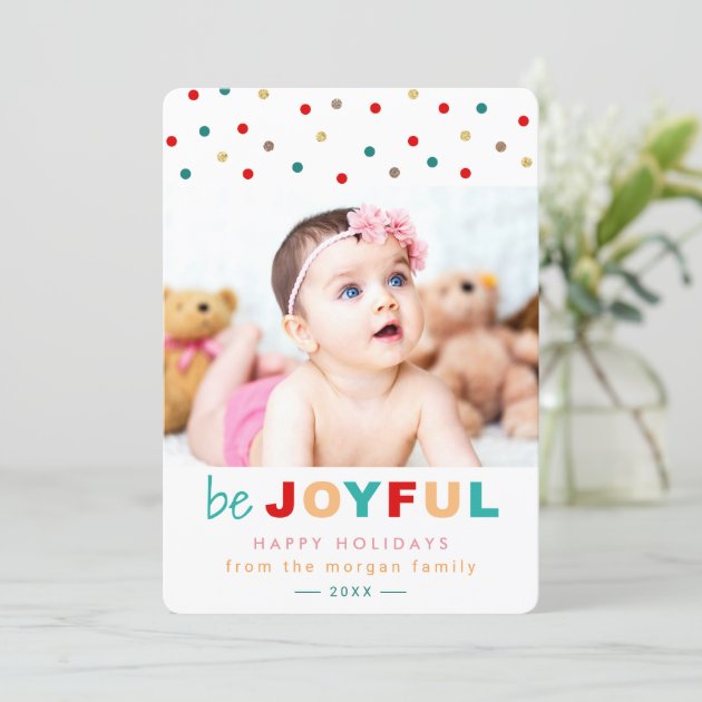 Be Joyful Confetti Dots Holiday Baby Kids Photo